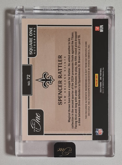 Spencer Rattler - 2024 Panini One Football NFL Saints Square One Autograph #72 /Patch / Autograph