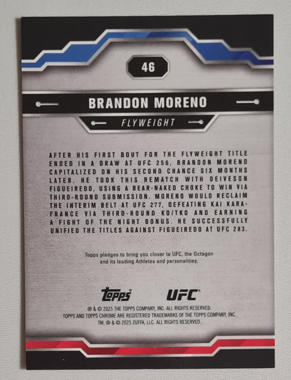 Bradon Moreno - 2025 Topps Chrome UFC Fighter Flyweight #46 Gold Cracked Ice /50