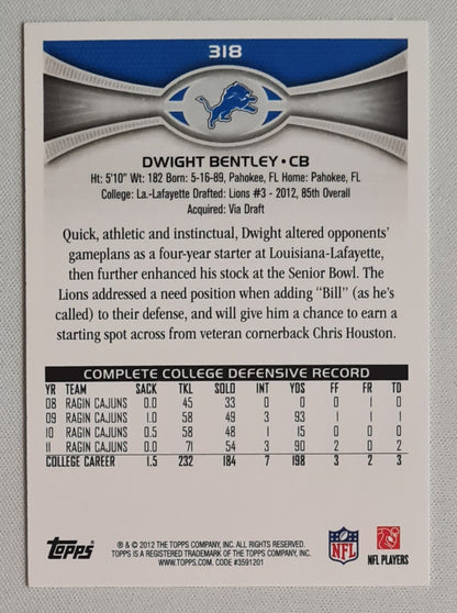 Dwight Bentley - 2012 Topps NFL Detroit Lions (RC) #318