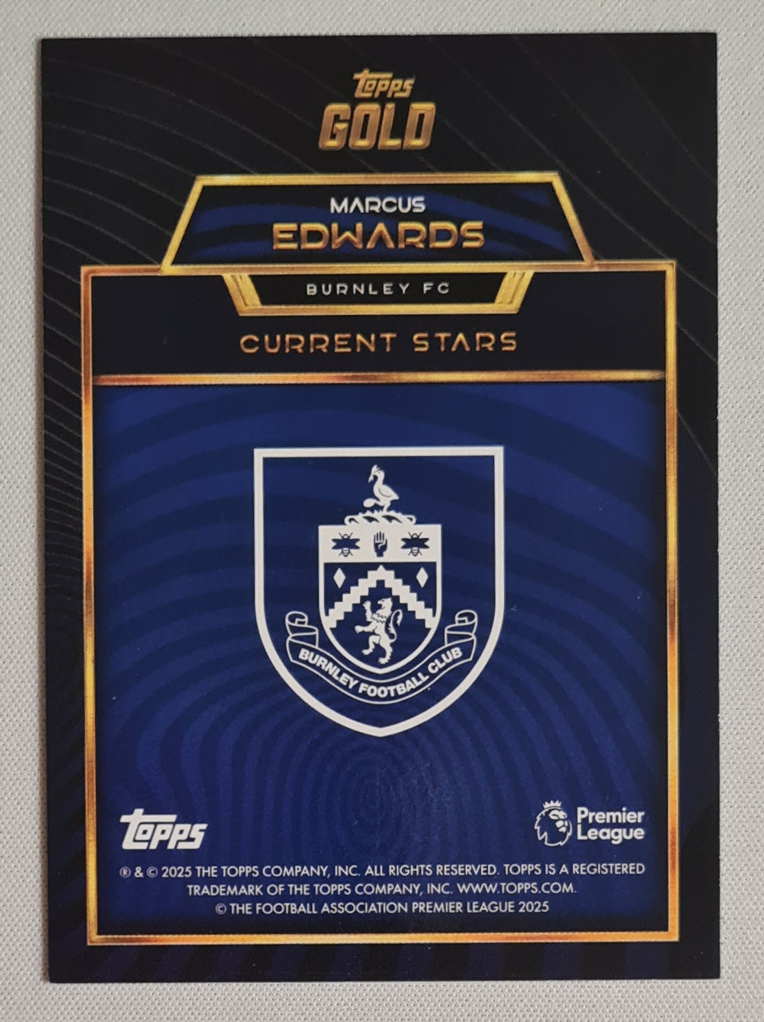 Marcus Edwards - 2025 Topps Gold Soccer Burnley FC - CURRENT STARS -