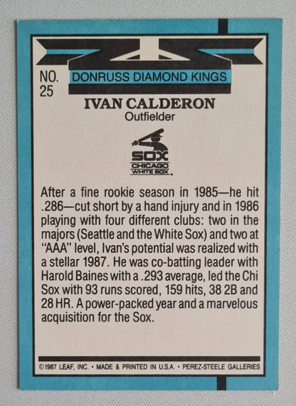 Ivan Calderon - 1987 Leaf Donruss Diamond Kings MLB Chicago White Sox #25