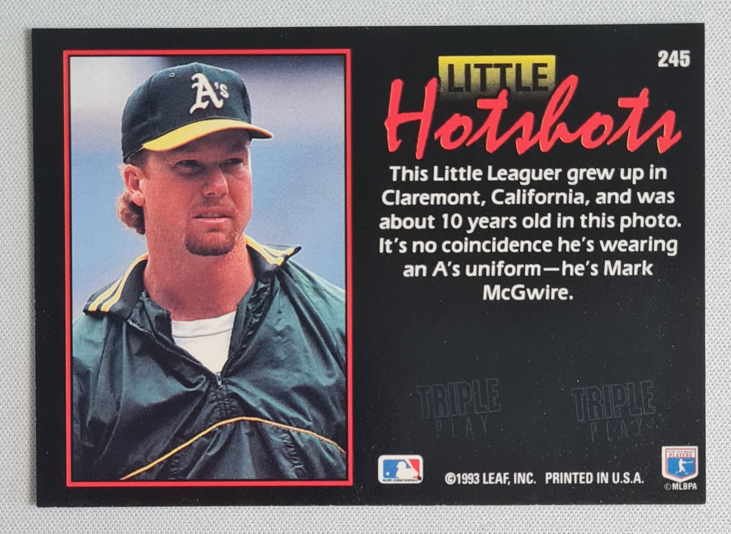 Mark McGwire - 1993 Leaf Inc. Little Hotshots Triple Play MLS A's #245