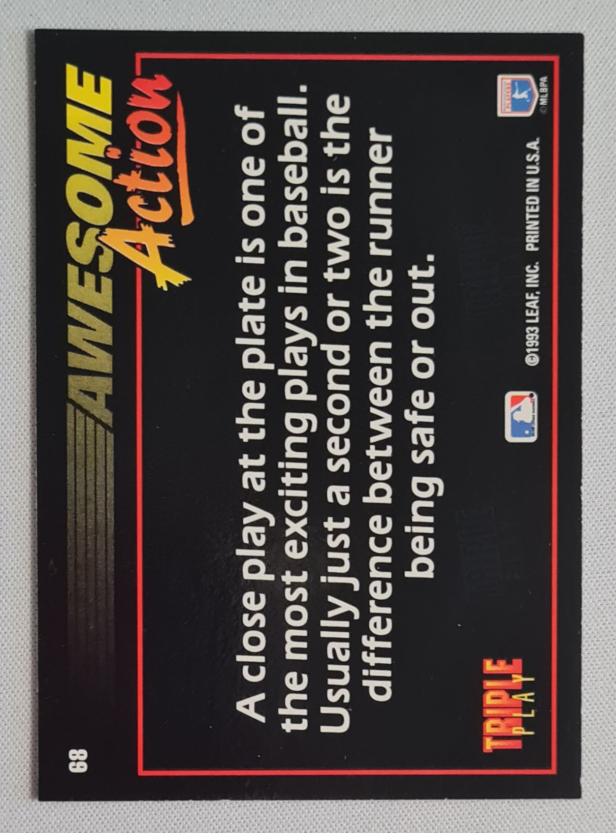 Mark McGwire - 1993 Leaf Inc. Awesome Action Triple Play MLS A's #68