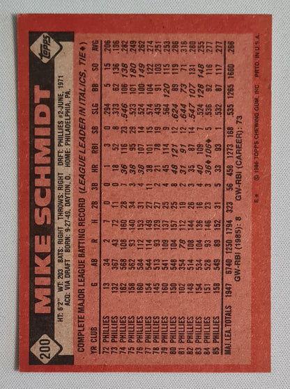 Mike Schmidt - 1986 Topps "Chewing Gum" Inc. MLB Philies #200
