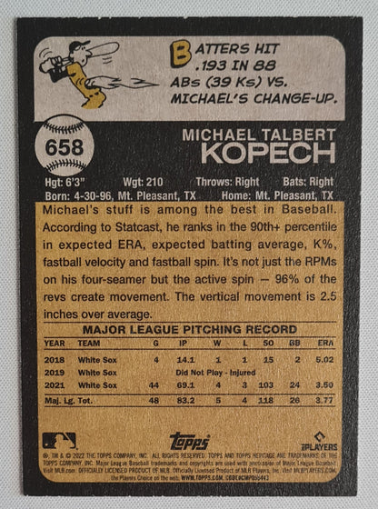 Michael Kopech - 2022 Topps Heritage MLB Chicago White Sox #658