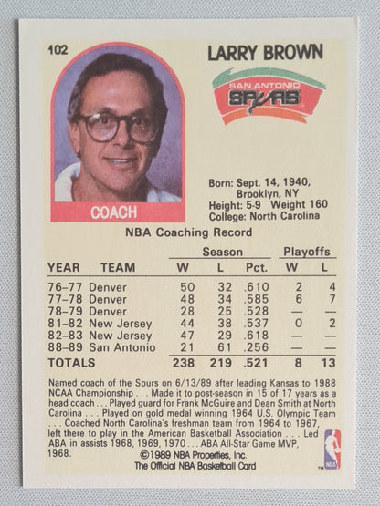 Larry Brown - 1989 NBA (Hoops) Properties Spurs Coach #102