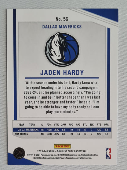 Jaden Hardy - 2023/24 Panini Donruss Elite Basketball NBA Dallas Mavericks #56 Orange