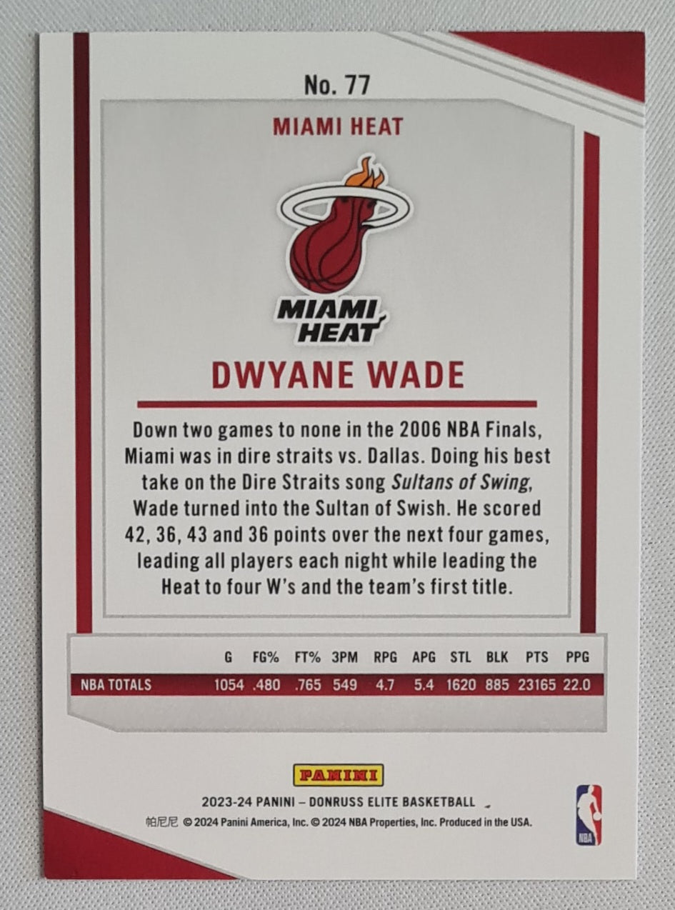 Dwyane Wade - 2023/24 Panini Donruss Elite Basketball NBA Miami Heat #77 Orange
