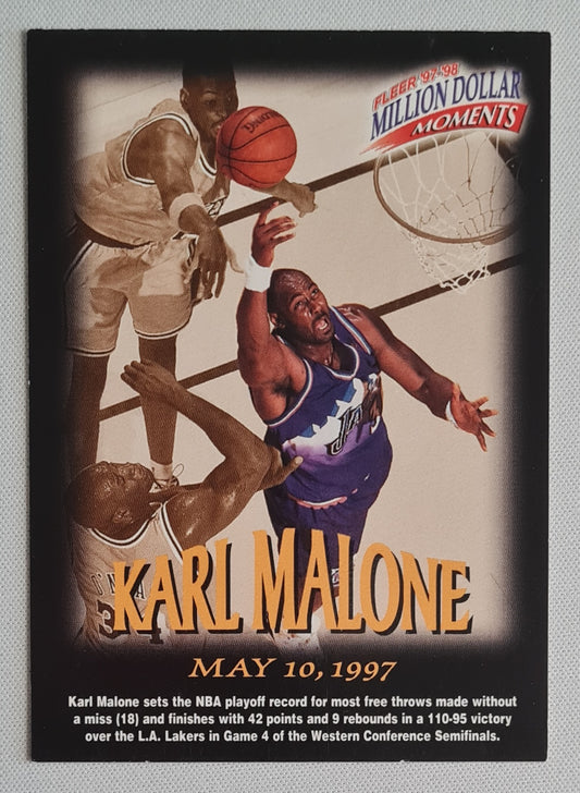 Karl Malone - 1997 Fleer NBA Basketball Million Dollar Moments Utah Jazz #17 of 50 (set)