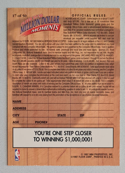 Karl Malone - 1997 Fleer NBA Basketball Million Dollar Moments Utah Jazz #17 of 50 (set)