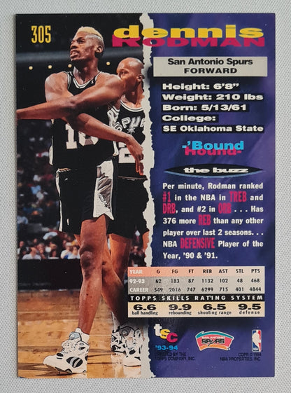 Dennis Rodman - 1994 Topps Stadium Club NBA Basketball San Antonio Spurs #305