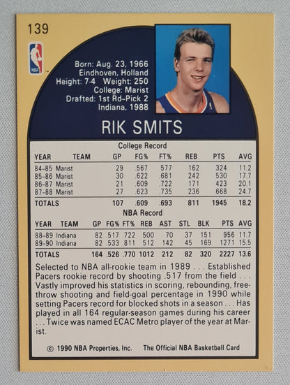 Rik Smits - 1990 NBA Hoops Basketball Indiana Pacers #139