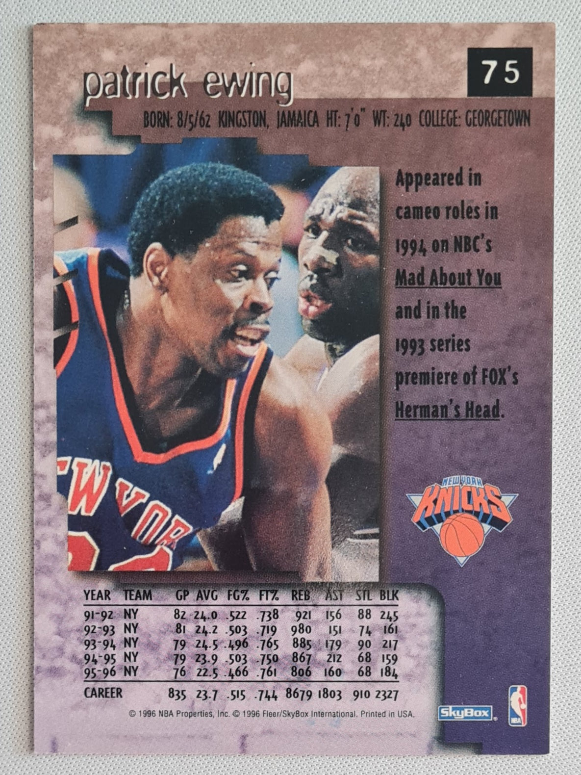 Patrick Ewing - 1996 Fleer SkyBox NBA Basketball NY Knicks #75