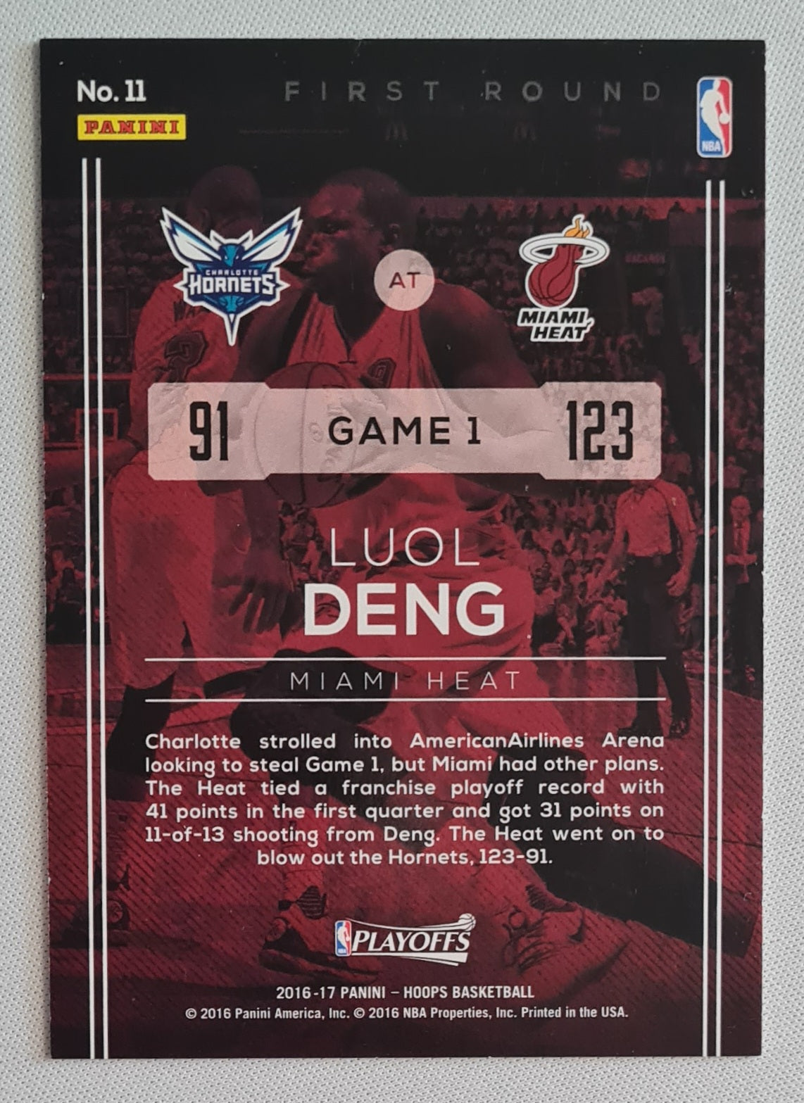 Luol Deng - 2016/17 Panini Hoops Basketball Playoffs Game 1 #11 Road to the Finals