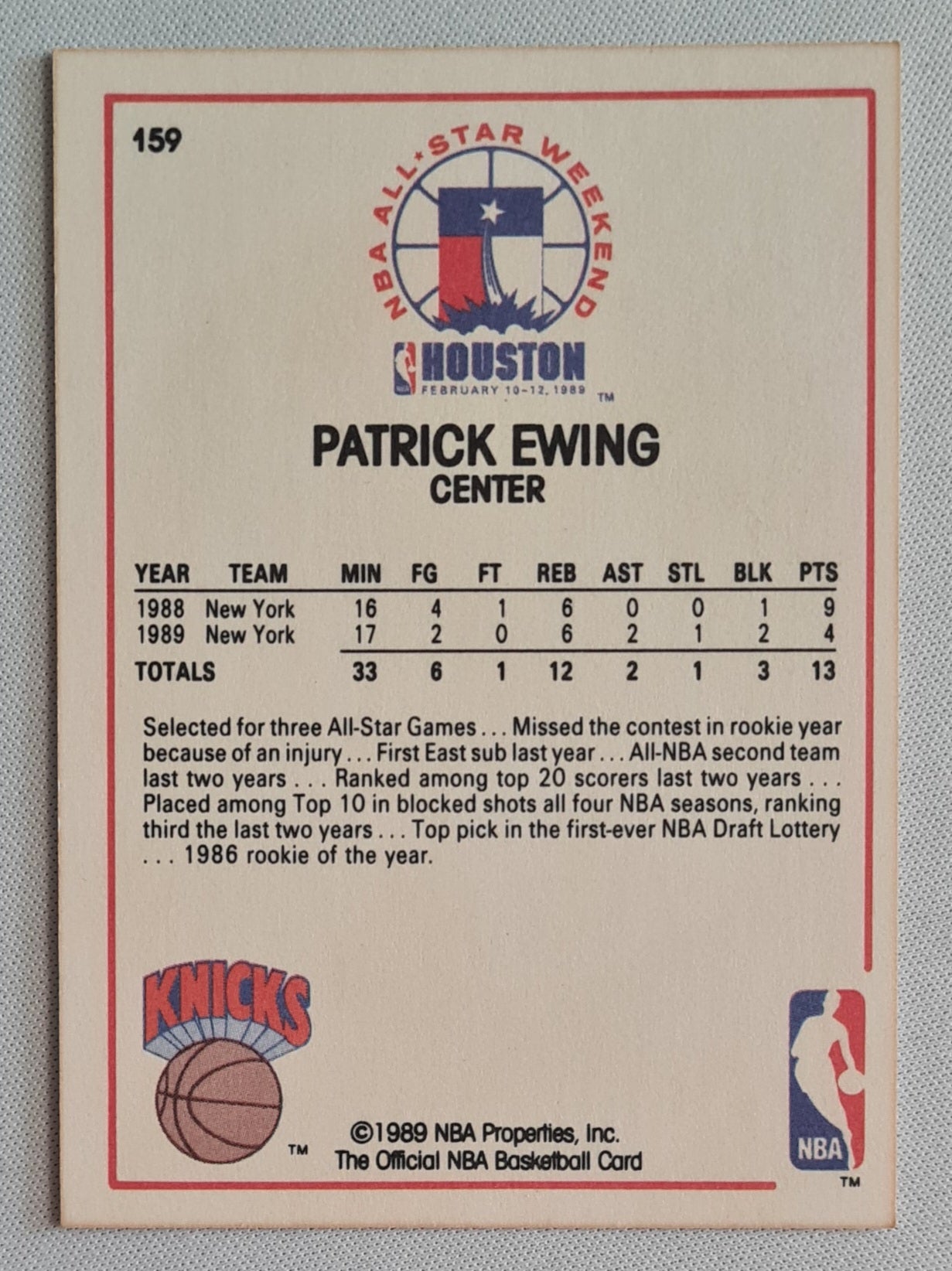 Patrick Ewing - 1989 NBA (hoops) Property Inc. NBA All Star Weekend - Houston #159