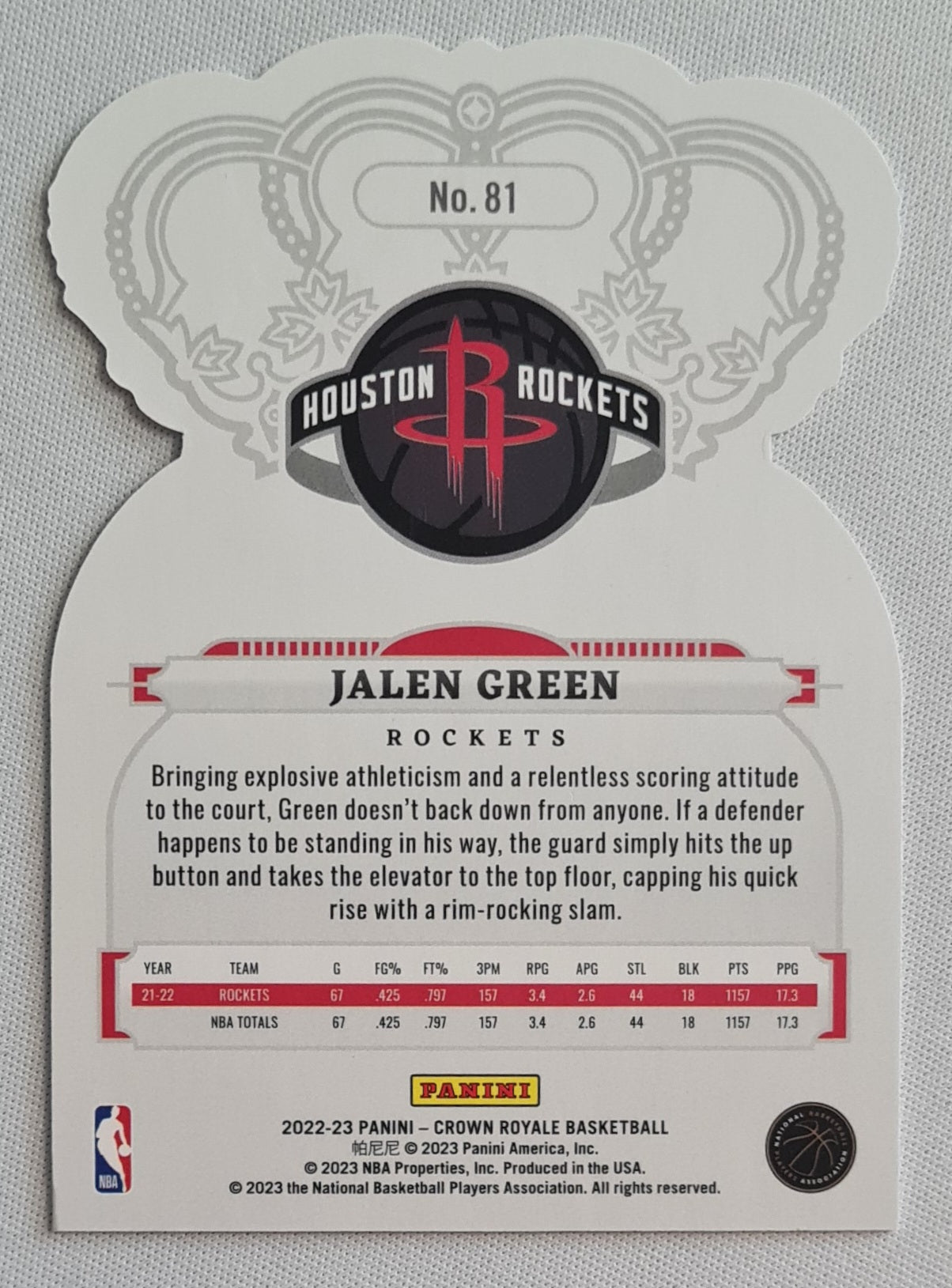 Jalen Green - 2022/03 Panini Crown Royale Basketball NBA Rockets #81