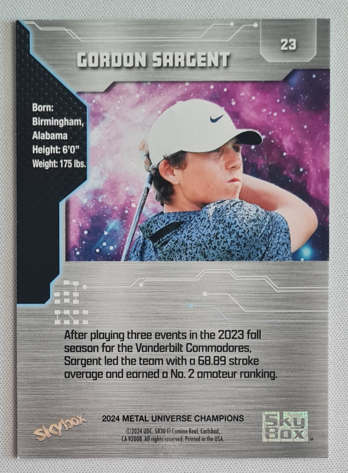 Gordon Sargent - 2024 SkyBox Metal Universe Champions Golf (RC) #23