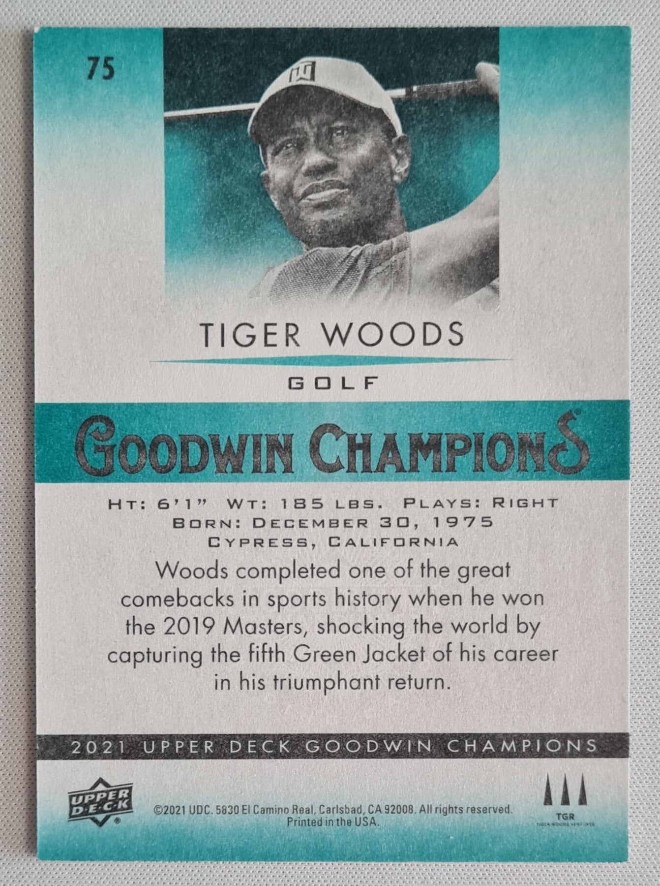 Tiger Woods - 2021 Upper Deck Goodwin Champions Golf #75