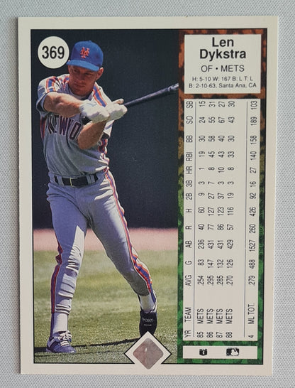 Len Dykstra - 1989 Upper Deck MLB Baseball NY Mets #369