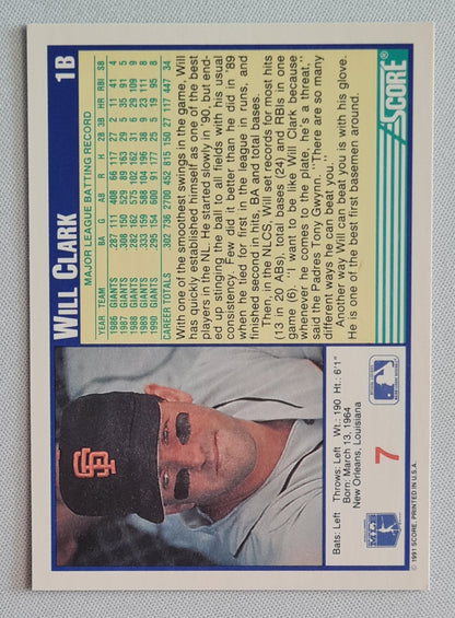 Will Clark - 1991 Score MLB Baseball SF Giants #7