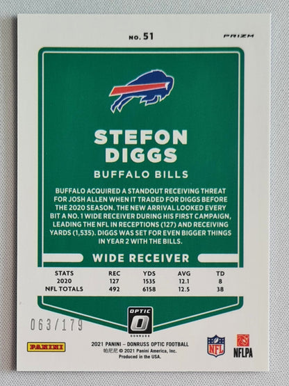 Stefon Diggs - 2021 Panini Donruss Optic Football NFL Buffalo Bills #51 Blue Refractor /179