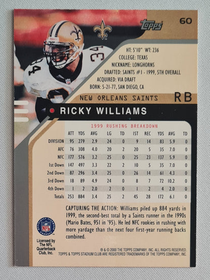 Ricky Williams - 2000 Topps NFL Football New Orleans Saints #60