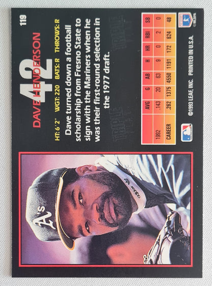 Dave Henderson - 1993 Leaf MLB Baseball Oakland Athletics #119