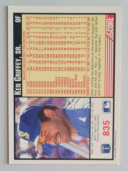 Ken Griffey Sr. - 1991 Score MLB Baseball Mariners #835
