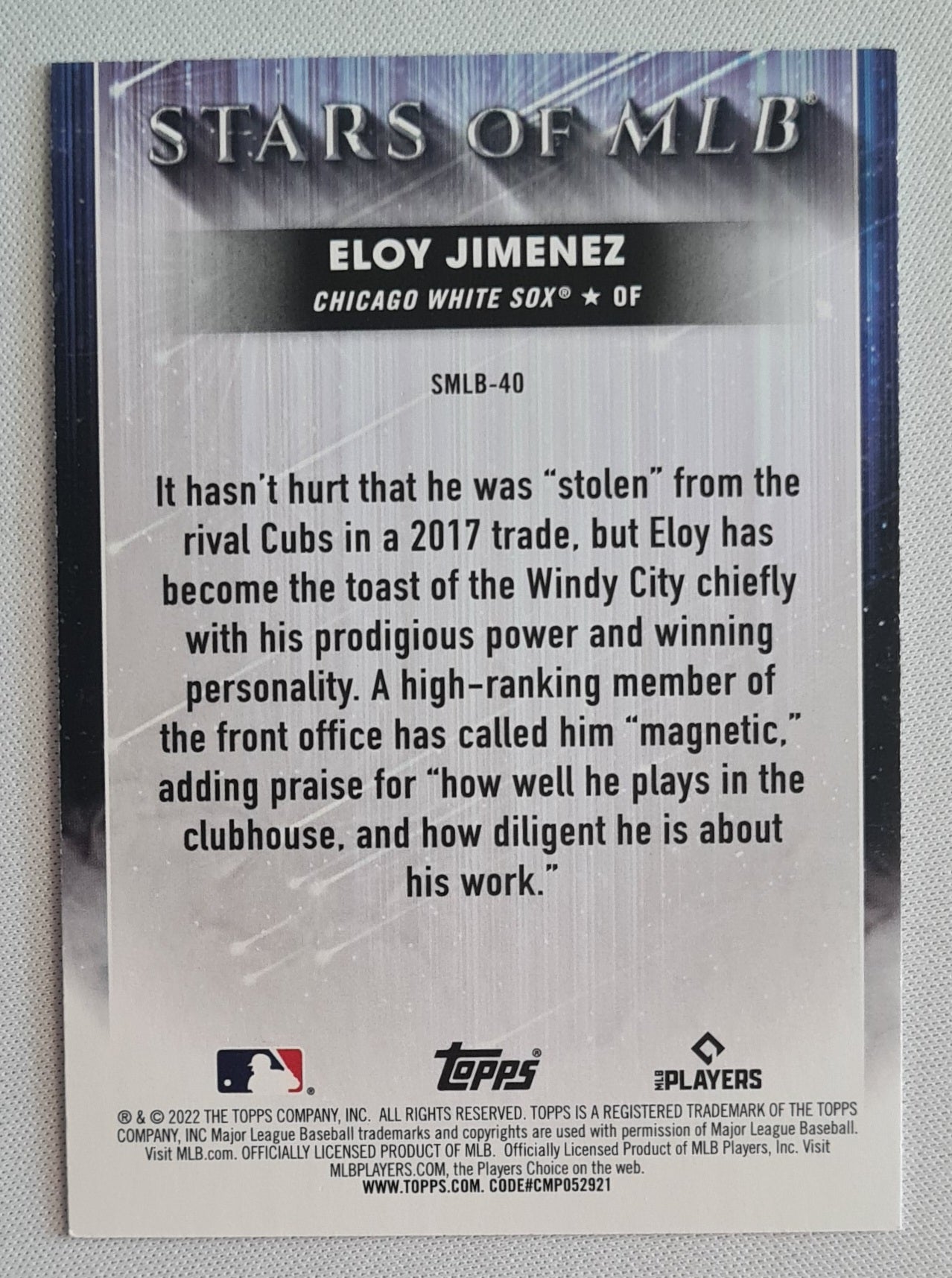 Eloy Jimenez - 2022 Topps MLB Baseball Chicago White Sox STARS of MLB #SMLB-40