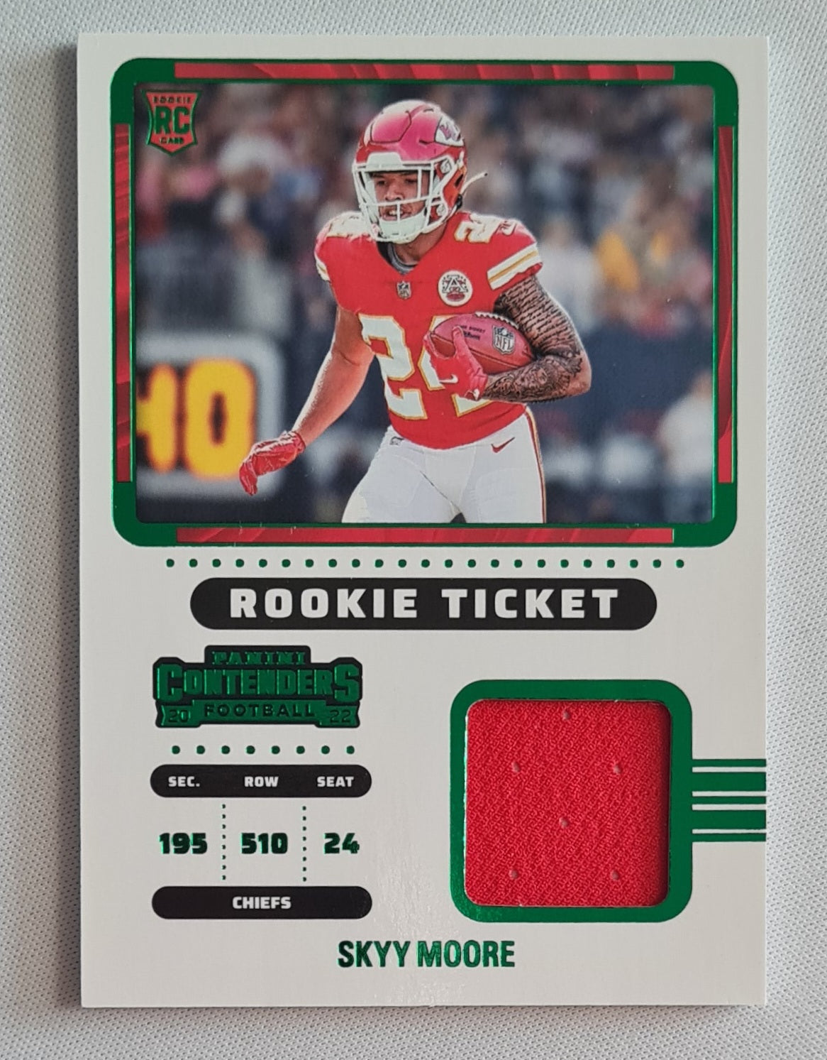 Skyy Moore - 2022 Panini Contenders Football NFL Chiefs ROOKIE TICKET (RC) #RTS-SMO /Patch