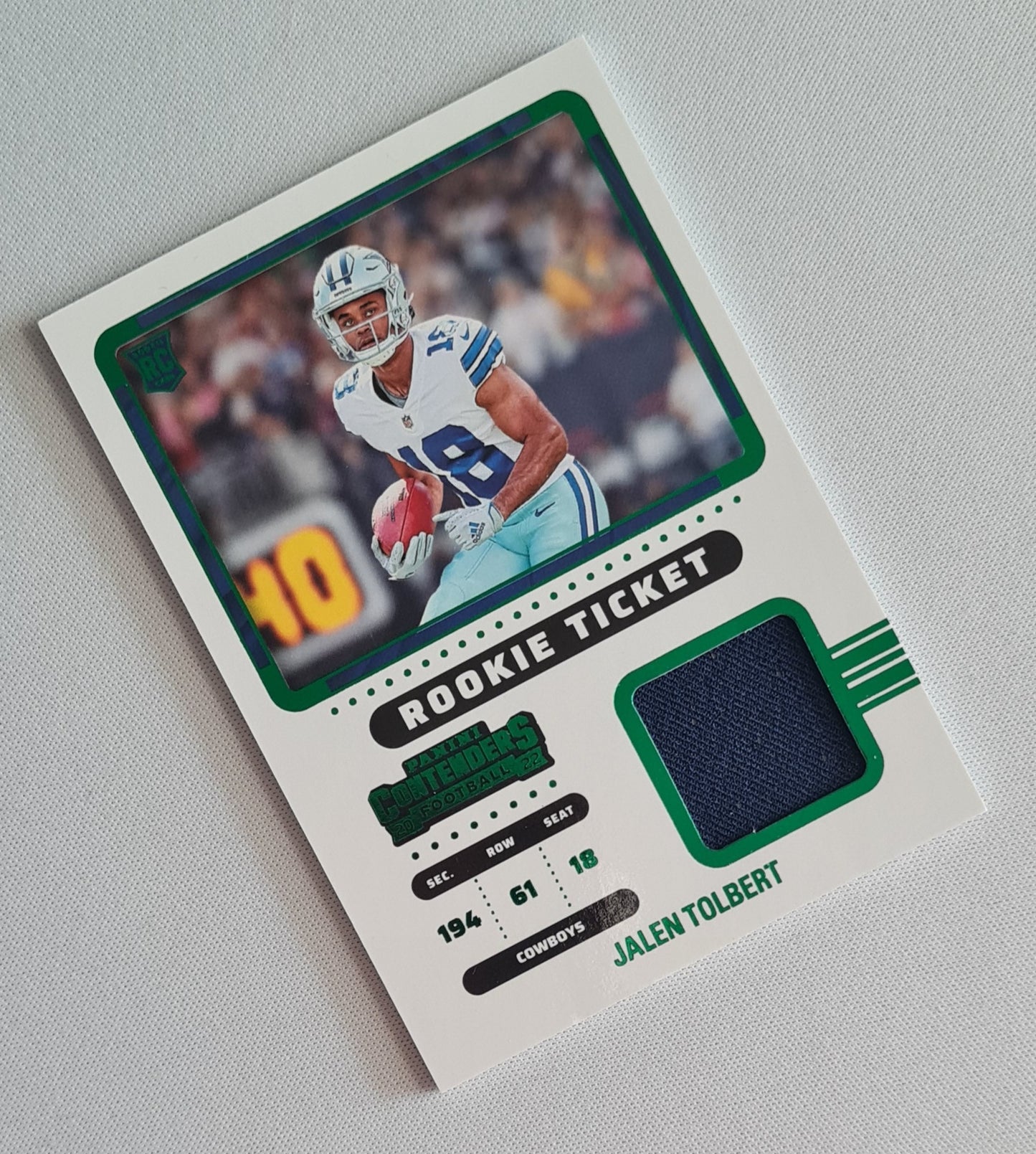 Jalen Tolbert - 2022 Panini Contenders Football NFL Cowboys  ROOKIE TICKET (RC) #RTS-JTO / Patch