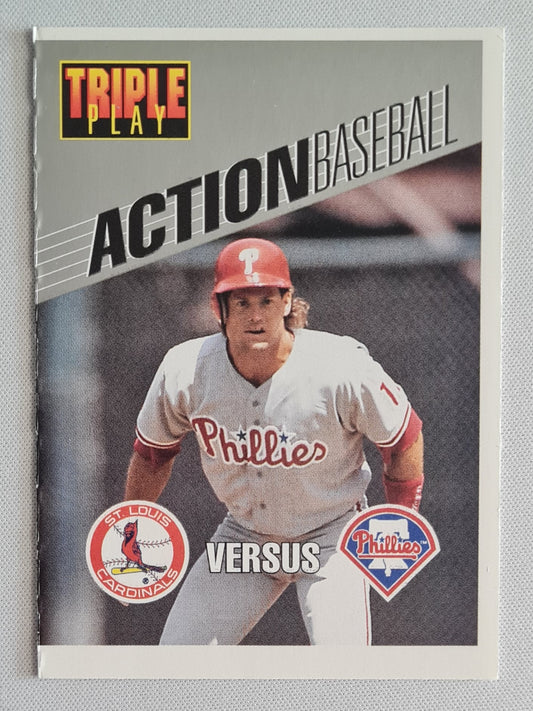 Triple Play - 1993 Leaf MLB ACTION BASEBALL St. Louis versus Phillies #5 of 30 Special Score card Booklet