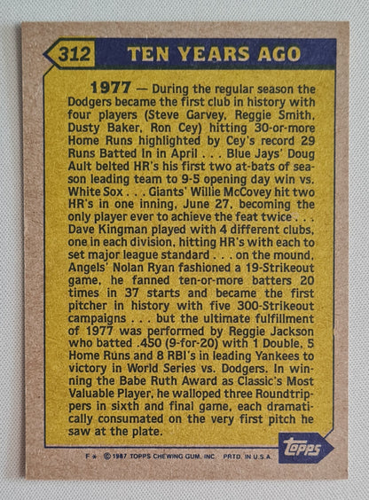 Reggie Jackson - 1987 Topps (Chewing Gum) Turn Back the Clock MLB Yankees #312