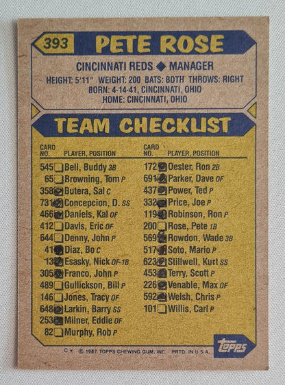 Pete Rose - 1987 Topps (Chewing Gum) MLB Baseball Manager Cincinnati Reds #393
