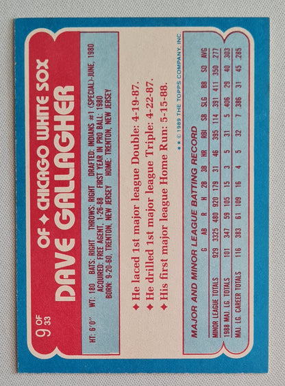 Dave Gallagher - 1989 Topps MLB Baseball Chicago White Sox Rookies #9 of 33