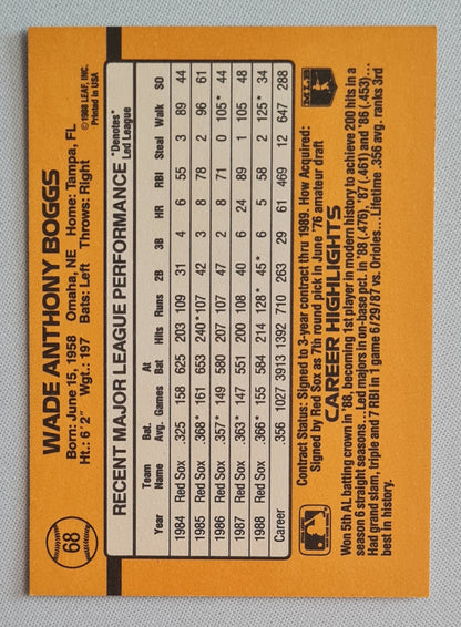 Wade Boggs - 1988 Leaf Donruss MLB Baseball Boston Red Sox #68