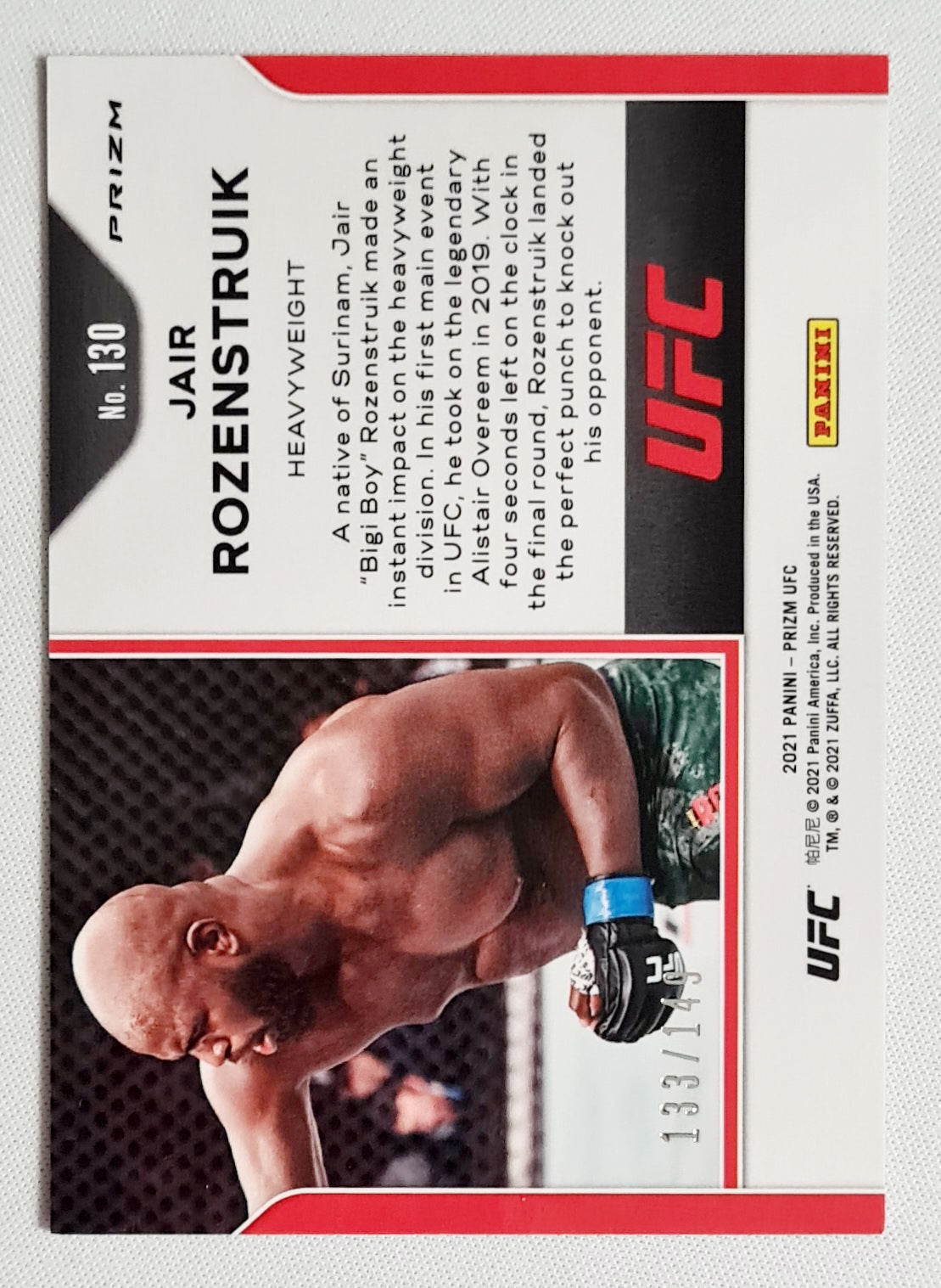 Jair Rozenstruik - 2021 Panini Prizm UFC Fighter Heavyweight #130 Purple Prizm /149