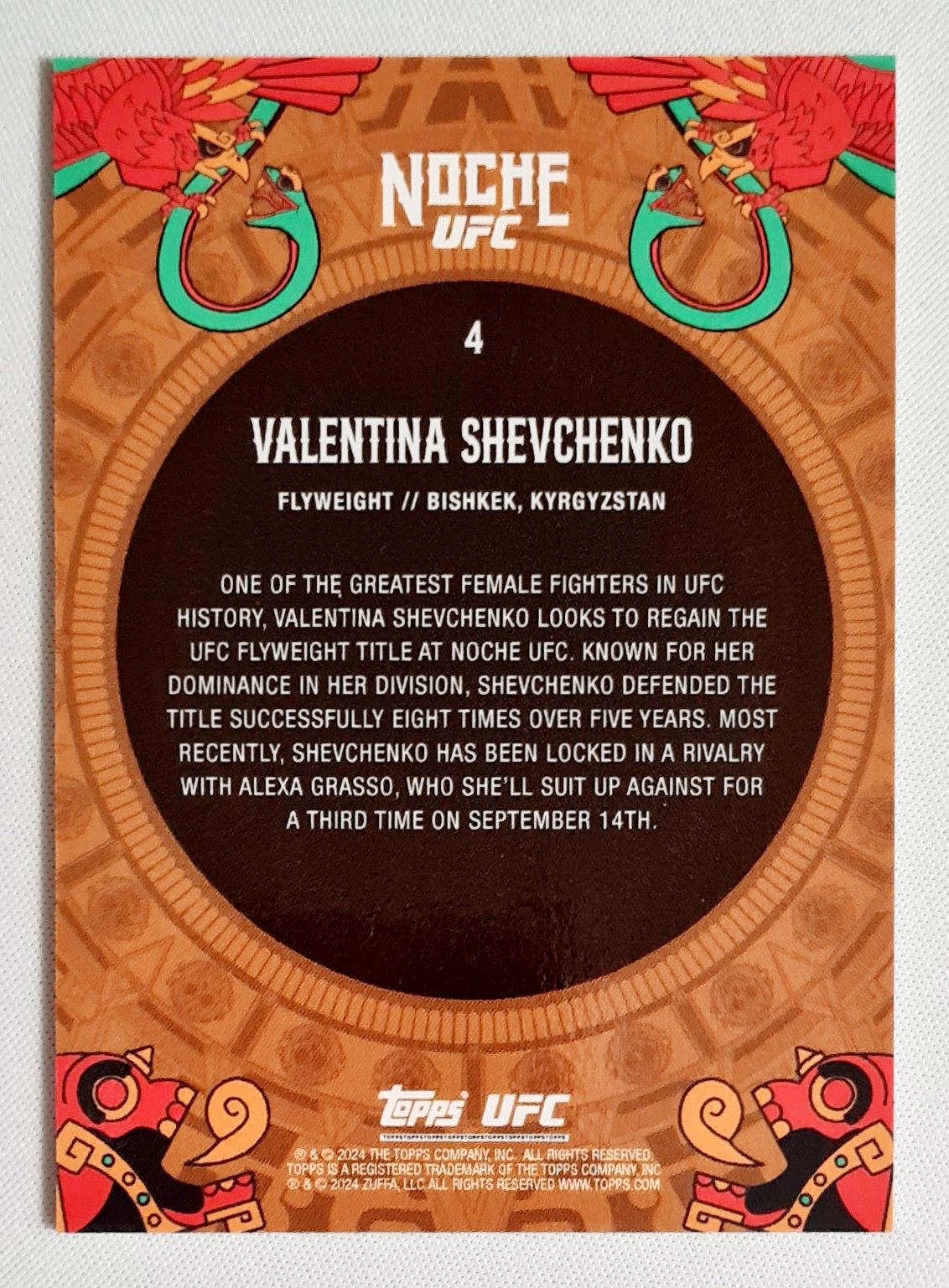 Valentina Schevchenko - 2024 Topps Noche UFC Fighter Flyweight #04 /99