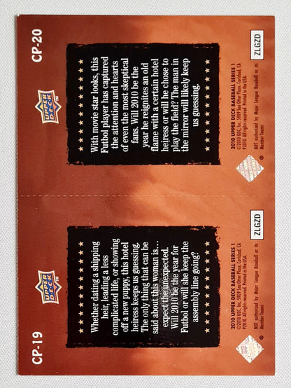 Celebrity Predictions - 2010 Upper Deck Baseball Series 1 Cristiano Ronaldo/ Paris Hilton #CP-19 & #CP20