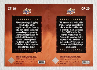 Celebrity Predictions - 2010 Upper Deck Baseball Series 1 Cristiano Ronaldo/ Paris Hilton #CP-19 & #CP20
