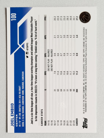 Joel Embiid - 2024 Topps Chrome NBA Basketball Philadelphia #100 /199