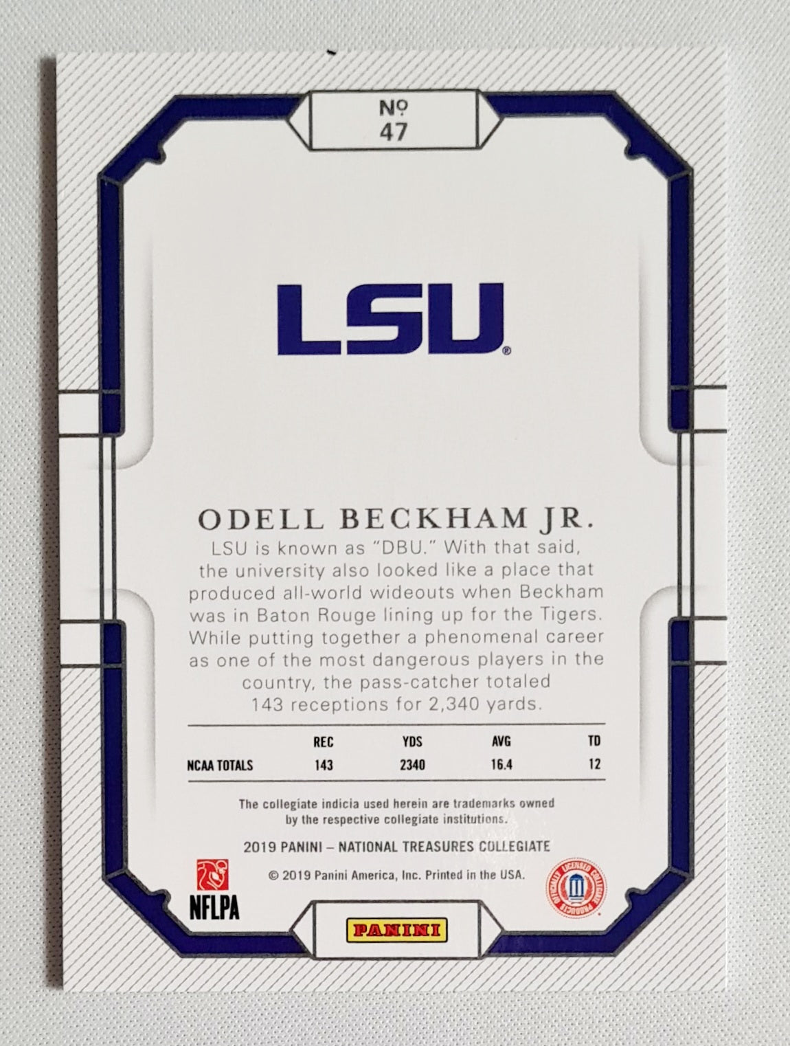 Odell Beckham Jr. - 2019 Panini National Treasures Collegiate  LSU Tigers #47 /99