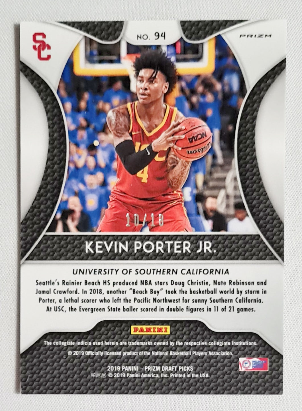 Kevin Porter Jr. - 2019 Panini Prizm Draft Picks Basketball (RC) - #94 Green Cracked Ice /18