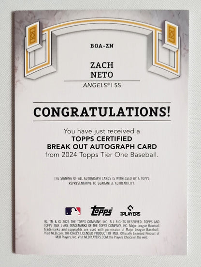Neto - 2024 Topps Tier One Baseball MLB Angels #BOA-ZN /Auto /99