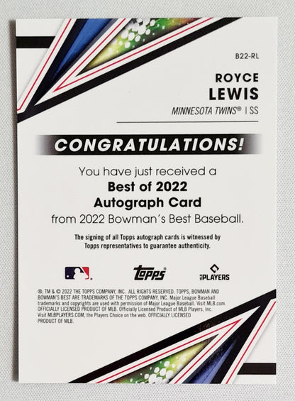 Royce Lewis - 2022 Topps Bowman's Best MLB Minnesota Twins (RC) #B22-RL /Auto