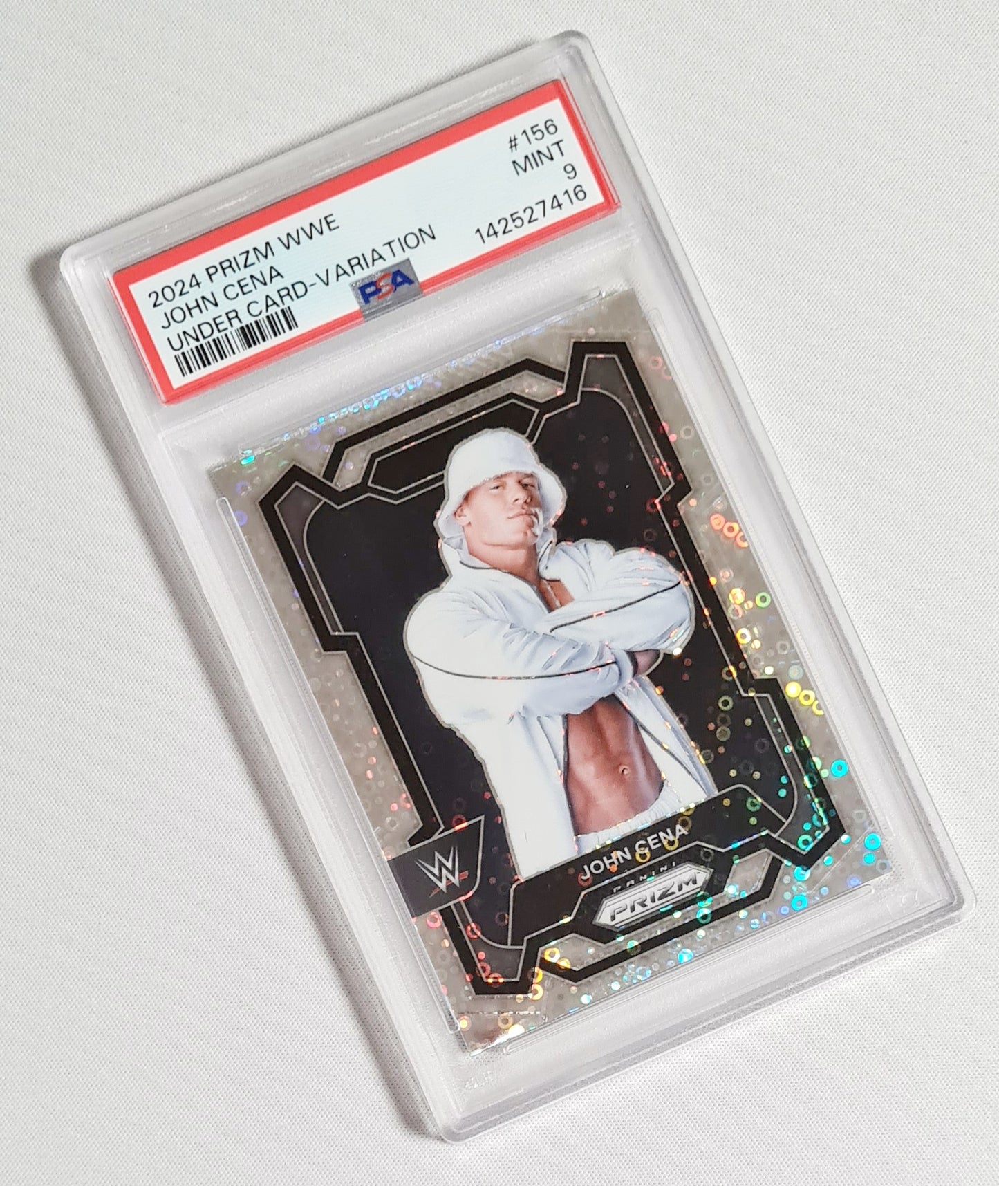 John Cena - 2024 Panini Prizm WWE Legends Wrestling #156 Under Card-Variation PSA 9 MINT
