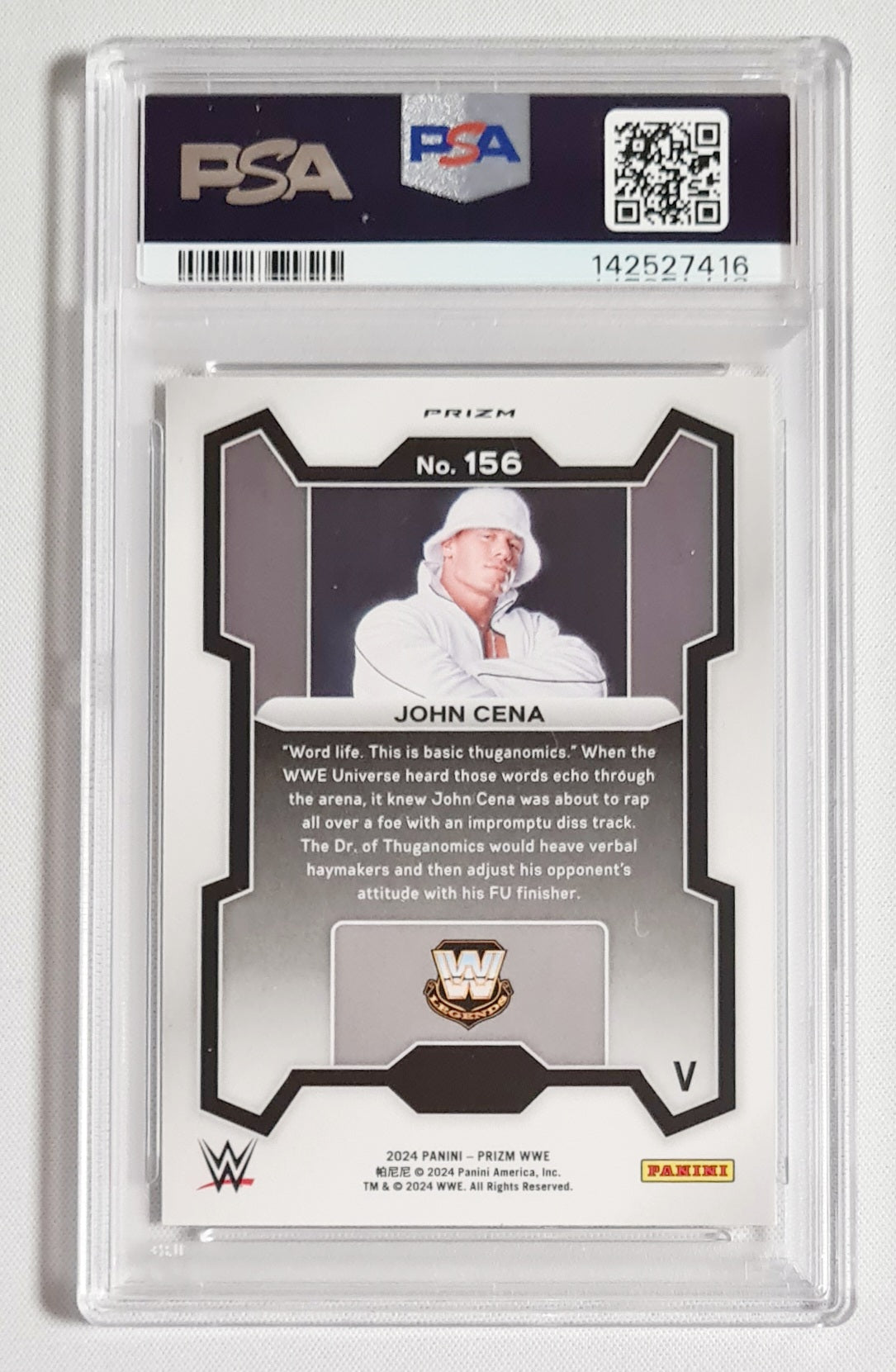 John Cena - 2024 Panini Prizm WWE Legends Wrestling #156 Under Card-Variation PSA 9 MINT
