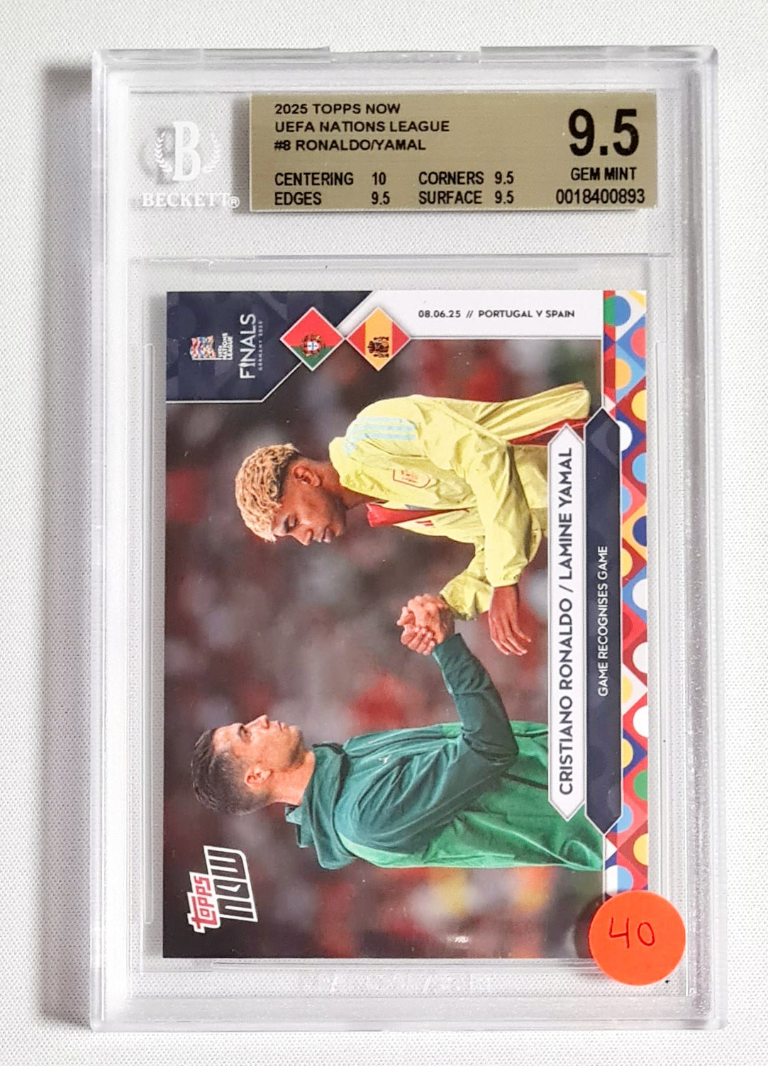 Ronaldo/ Yamal - 2025 Topps Now UEFA Nations League #8 Beckett 9.5 GEM MINT
