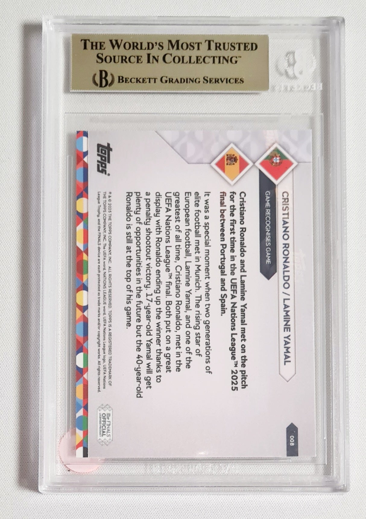 Ronaldo/ Yamal - 2025 Topps Now UEFA Nations League #8 Beckett 9.5 GEM MINT