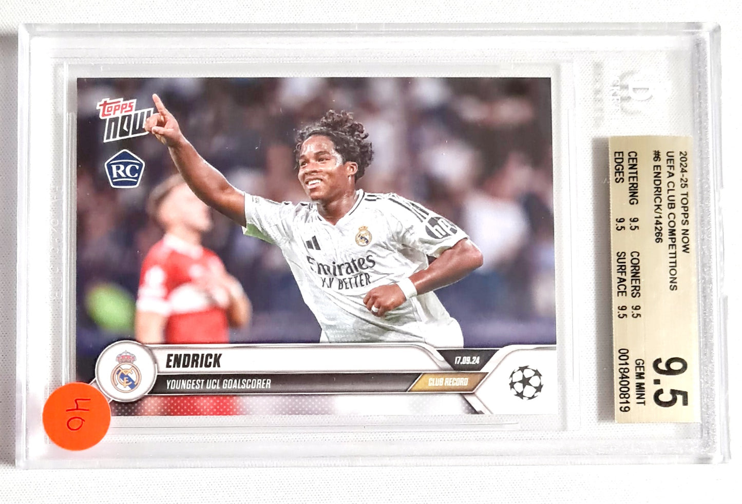 Endrick - 2024/25 Topps Now UEFA Club Competitions (RC) #6 Beckett 9.5 GEM MINT